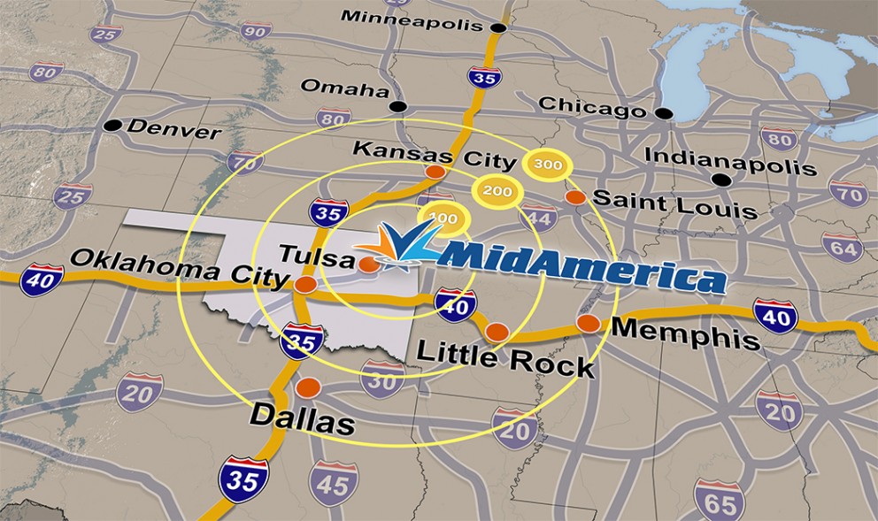 map graphic showing location of MidAmerica